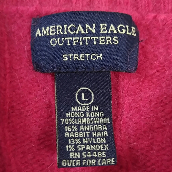 AEO Pink Wool Blend Cable Knit Crew Neck Sweater L - Picture 2 of 3